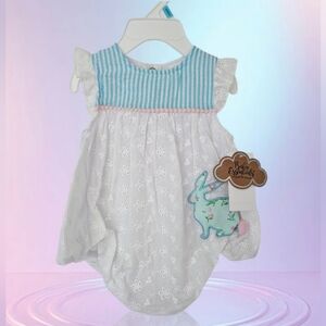 Baby Essentials Eyelet Bubble Romper with Bunny - size 6mos